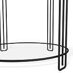 Стол журнальный круглый с серой столешницей из стекла на 4-х черных ножках Gray and Gold Marble варинант исполнения - 4 | Loft Concept в Казани