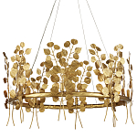 Люстра круглая золотая с декором в виде веток эвкалипта Eucalyptus Branches варинант исполнения - 1 | Loft Concept в Казани