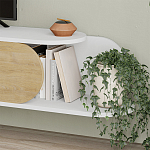 ТВ-тумба подвесная белая с полкой и откидной дверцей цвета древесины TONE TV STAND WHITE варинант исполнения - 4 | Loft Concept в Казани