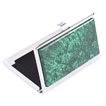 Визитница карманная металлическая с накладкой из натурального камня Малахит Stone Business Card Holders  варинант исполнения - 2 | Loft Concept в Казани