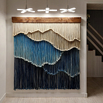 Текстильный Арт-объект на стену ручной работы из веревок Blue Mountains варинант исполнения - 2 | Loft Concept в Казани