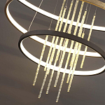 Люстра подвесная с 3-мя круглыми подвесами в черном и золотистом цвете и вертикальными подвесками Ring Horizontal варинант исполнения - 3 | Loft Concept в Казани