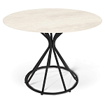 Стол обеденный с круглой керамической столешницей песчаного цвета Sand Ceramics варинант исполнения - 1 | Loft Concept в Казани