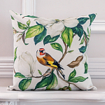 Декоративная подушка бежевая с изображением птица в саду Blooming Birds варинант исполнения - 2 | Loft Concept в Казани