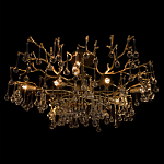 Потолочная люстра в виде ветвей деревьев золотого цвета с прозрачными подвесками-каплями Droplet Chandelier варинант исполнения - 4 | Loft Concept в Казани