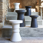 Приставной стол из искусственного камня Chess White варинант исполнения - 3 | Loft Concept в Казани