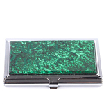 Визитница карманная металлическая с накладкой из натурального камня Малахит Stone Business Card Holders  варинант исполнения - 1 | Loft Concept в Казани