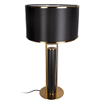 Настольная лампа с чёрным тканевым абажуром и металлическим корпусом золотого цвета Golden Arc варинант исполнения - 2 | Loft Concept в Казани