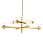 Люстра золотая с 8-ю молочными плафонами в виде чаши Tiers of Clear Lines варинант исполнения - 1 | Loft Concept в Казани