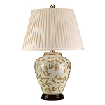 Настольная лампа с фарфоровым основанием бежевого цвета с рисунком и плиссированным абажуром на темной подставке Elstead Lighting варинант исполнения - 6 | Loft Concept в Казани