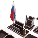 Настольный письменный набор из природного камня обсидиана с декором в виде Коня Team leader варинант исполнения - 5 | Loft Concept в Казани