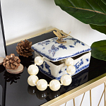 Фарфоровая шкатулка с бронзовой стрекозой Blue and White варинант исполнения - 7 | Loft Concept в Казани