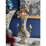 Ваза белого цвета из фарфора с цветочным рисунком и бронзовыми ручками с фигурками птиц Eden Garden porcelain and bronze варинант исполнения - 2 | Loft Concept в Казани