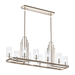 Люстра прямоугольная цвета латунь с прозрачными рифлеными цилиндрическими плафонами Kichler варинант исполнения - 11 | Loft Concept в Казани