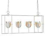 Люстра белая прямоугольная с абажурами в виде цветков тюльпана White Tulips варинант исполнения - 2 | Loft Concept в Казани