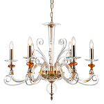 Люстра с 6-ю лампочками и изогнутыми прозрачными элементами из стекла Twisted Glass Candles Chandelier варинант исполнения - 1 | Loft Concept в Казани