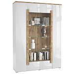 Шкаф-витрина с белым глянцевым фасадом 4-х дверная Grace of Furniture варинант исполнения - 1 | Loft Concept в Казани