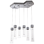 Люстра c 6-ю стеклянными плафонами хром Sparkling Bubbles Tube Chrome Hanging Lamp варинант исполнения - 1 | Loft Concept в Казани