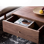 Кофейный стол из дерева с ящиком и нишей для хранения Coffee Walnut Table варинант исполнения - 7 | Loft Concept в Казани