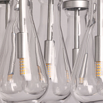 Люстра с 7-ю прозрачными плафонами из стекла в форме капли на круглом потолочном основании цвета хром Lucid Rain  варинант исполнения - 9 | Loft Concept в Казани