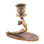 Подсвечник из натурального камня агат светло-коричневый Stone Candlestick варинант исполнения - 3 | Loft Concept в Казани