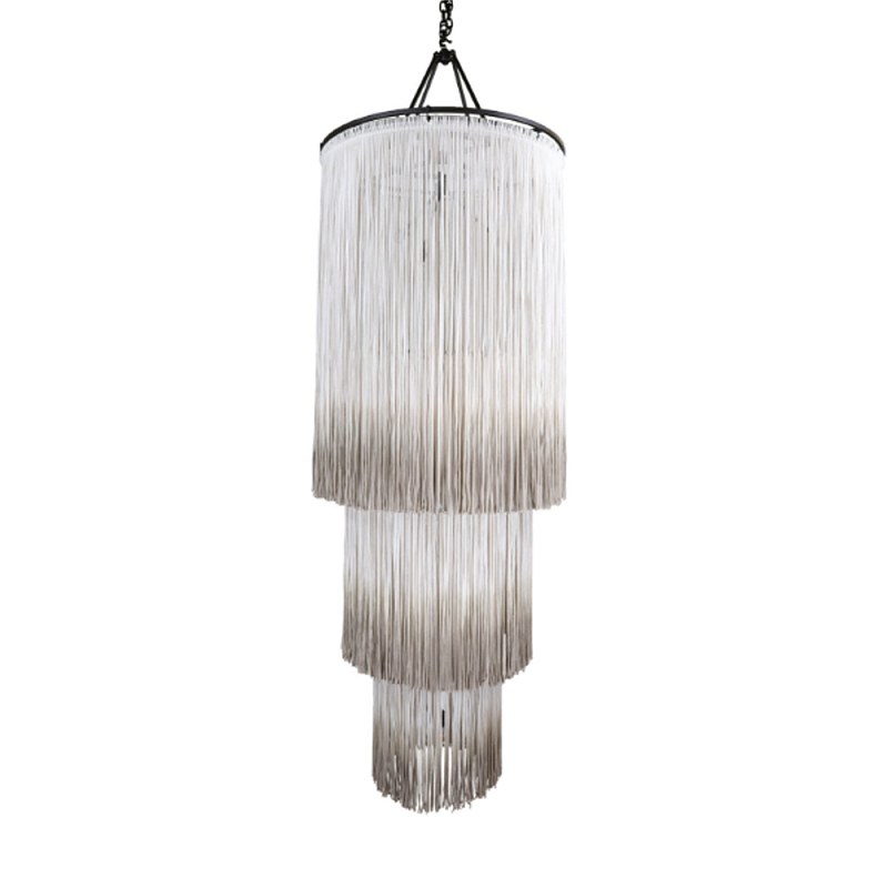 Люстра круглая трехъярусная из бахромы Milk Gradient Braided Fringe Молочный Люстра круглая трехъярусная из бахромы Milk Gradient Braided Fringe Молочный в Казани | Loft Concept