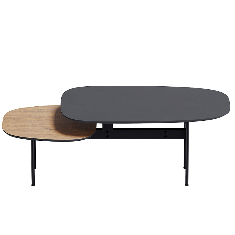 Step журнальный столик из натурального дуба и металла Черный Светлый дуб в Казани | Loft Concept 