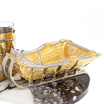 Икорница со стопками с декором "Рыбак с санями" с гравировкой на подставке из натуральных камней Агат Мрамор Decorative Cavair Dishes варинант исполнения - 6 | Loft Concept в Казани