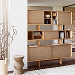 Приставной стол с отделкой из джута Juti D30 см варинант исполнения - 7 | Loft Concept в Казани