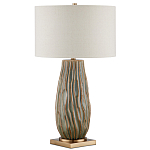 Настольная лампа с фактурным корпусом и тканевым абажуром Smooth Peaks варинант исполнения - 3 | Loft Concept в Казани