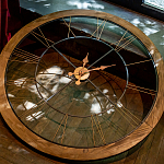 Часы настенные деревянные с римскими цифрами бронзового цвета Clock with History варинант исполнения - 3 | Loft Concept в Казани