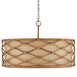 Подвесной светильник  из кованого железа и абажуром из ротанга Wicker Furniture варинант исполнения - 3 | Loft Concept в Казани