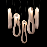 Подвесной светильник белого цвета с 6-ю изогнутыми плафонами Flow Loop варинант исполнения - 7 | Loft Concept в Казани