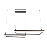 Подвесной светильник светодиодный с 2-мя черными прямоугольными плафонами из алюминия и акрила с пультом для регулировки света Smeragde Light Black варинант исполнения - 1 | Loft Concept в Казани