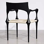 Стул дизайнерский с плетеным сидением Kronos Dining Chair Black варинант исполнения - 5 | Loft Concept в Казани