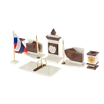 Настольный письменный набор из мрамора и лемезита с гербом и флагом России Marble Accessory варинант исполнения - 2 | Loft Concept в Казани