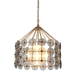 Люстра подвесная с круглыми дисками из серого фактурного стекла с белым матовым шаром внутри Quintiesse варинант исполнения - 1 | Loft Concept в Казани