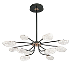 Люстра черного цвета с 12-ю прозрачными плафонами овальной формы Iona chandelier варинант исполнения - 2 | Loft Concept в Казани