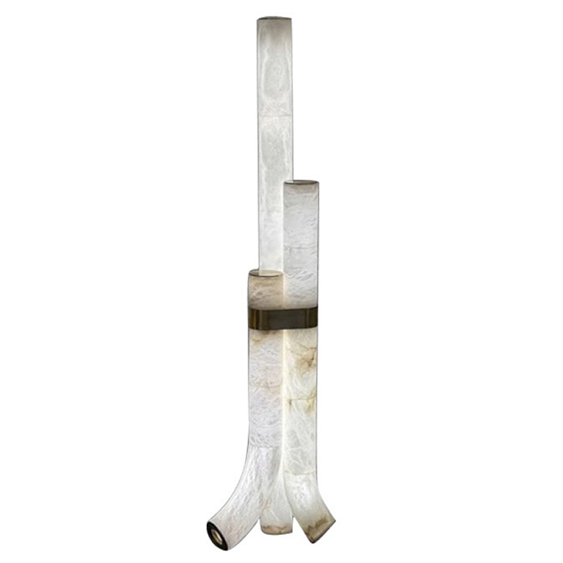 Торшер геометрический с тремя мраморными плафонами Marble Tripod Белый Торшер геометрический с тремя мраморными плафонами Marble Tripod Белый в Казани | Loft Concept