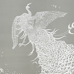Обои ручная роспись в стиле Арт-деко Whistler Peacocks Special Colourway on Pale Grey dyed silk варинант исполнения - 1 | Loft Concept в Казани