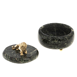 Шкатулка из натурального камня змеевик с фигуркой льва Stone Casket варинант исполнения - 3 | Loft Concept в Казани