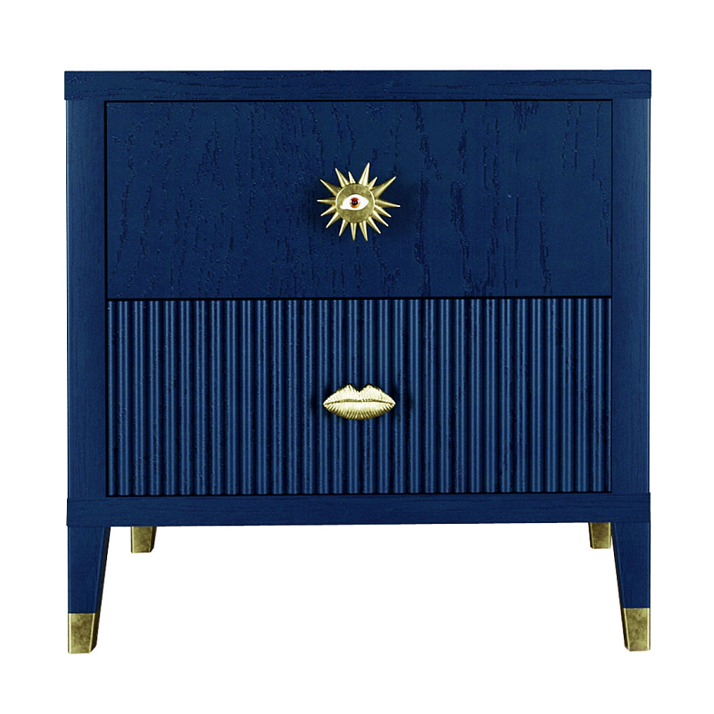 Тумба прикроватная с двумя ящиками Elsa Dreams Blue Синий в Казани | Loft Concept 