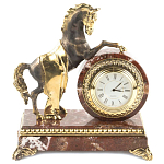Часы настольные бронзовые с декором в виде коня Horse Stone Clock варинант исполнения - 1 | Loft Concept в Казани
