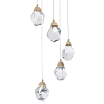 Каскадная люстра с 5-ю хрустальными плафонами Esme Crystal Brass Chandelier варинант исполнения - 2 | Loft Concept в Казани