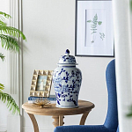 Ваза с крышкой и синим цветочным узором Blue & White Ornament  варинант исполнения - 5 | Loft Concept в Казани