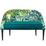 Диван двухместный из натурального бука зеленый с цветочным принтом Impressionism in Art варинант исполнения - 1 | Loft Concept в Казани