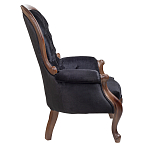 Кресло с мягкой обивкой из черного велюра на 4-х деревянных ножках Evelyn Classical Armchair варинант исполнения - 2 | Loft Concept в Казани