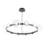 Люстра подвесная круглая с 12-ю прозрачными куполообразными плафонами и черным металлическим основанием Flos Wireline Lighting варинант исполнения - 3 | Loft Concept в Казани