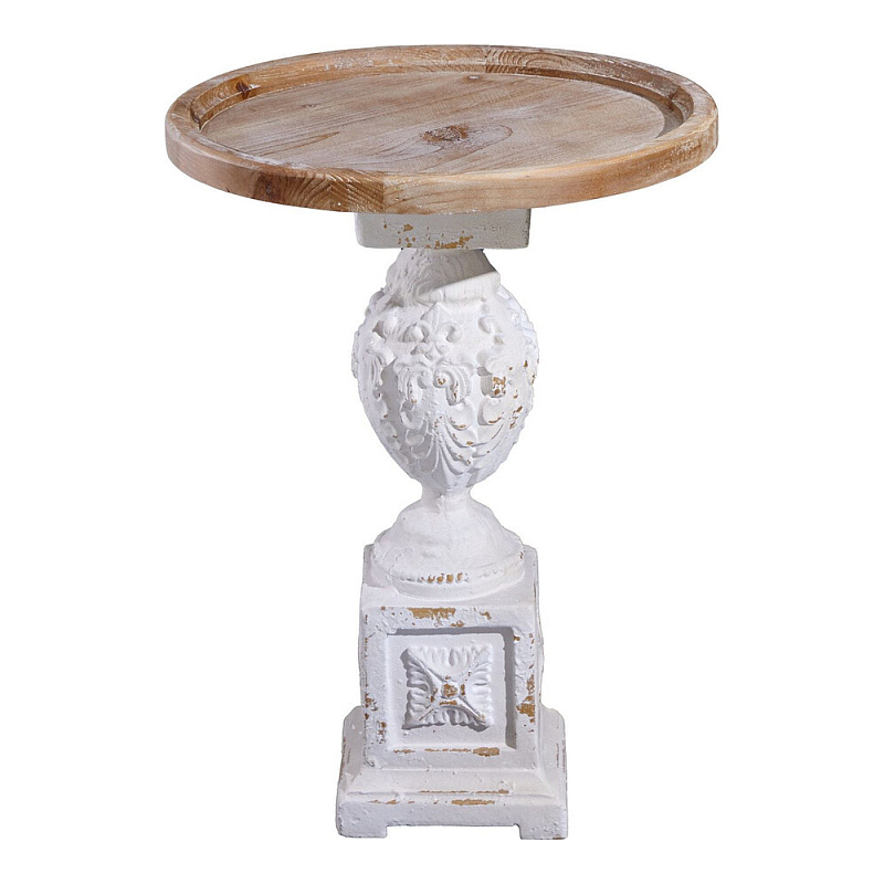 Приставной столик с резным античным узором Antique Engraving Белый Кремовый в Казани | Loft Concept 