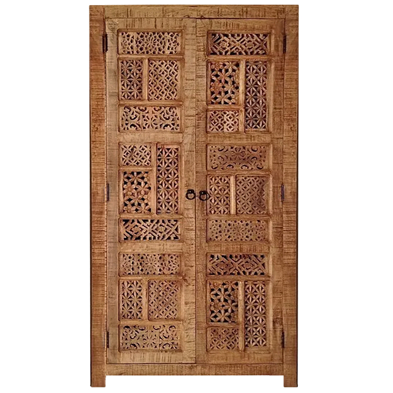 Этнический шкаф с орнаментом резьба из дерева Indian Antique Furniture Коричневый Этнический шкаф с орнаментом резьба из дерева Indian Antique Furniture Коричневый в Казани | Loft Concept